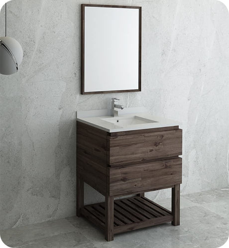 Fresca FVN3130ACA-FS Fresca Formosa 30" Floor Standing Modern Bathroom Vanity w/ Open Bottom & Mirror
