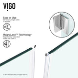 VIGO VG6012CHCL36WR 48.13" -36.13" W -78.75" H Frameless Hinged Rectangle Shower Enclosure with Clear 0.38" Tempered Glass and Stainless Steel Hardware in Chrome Finish and Base