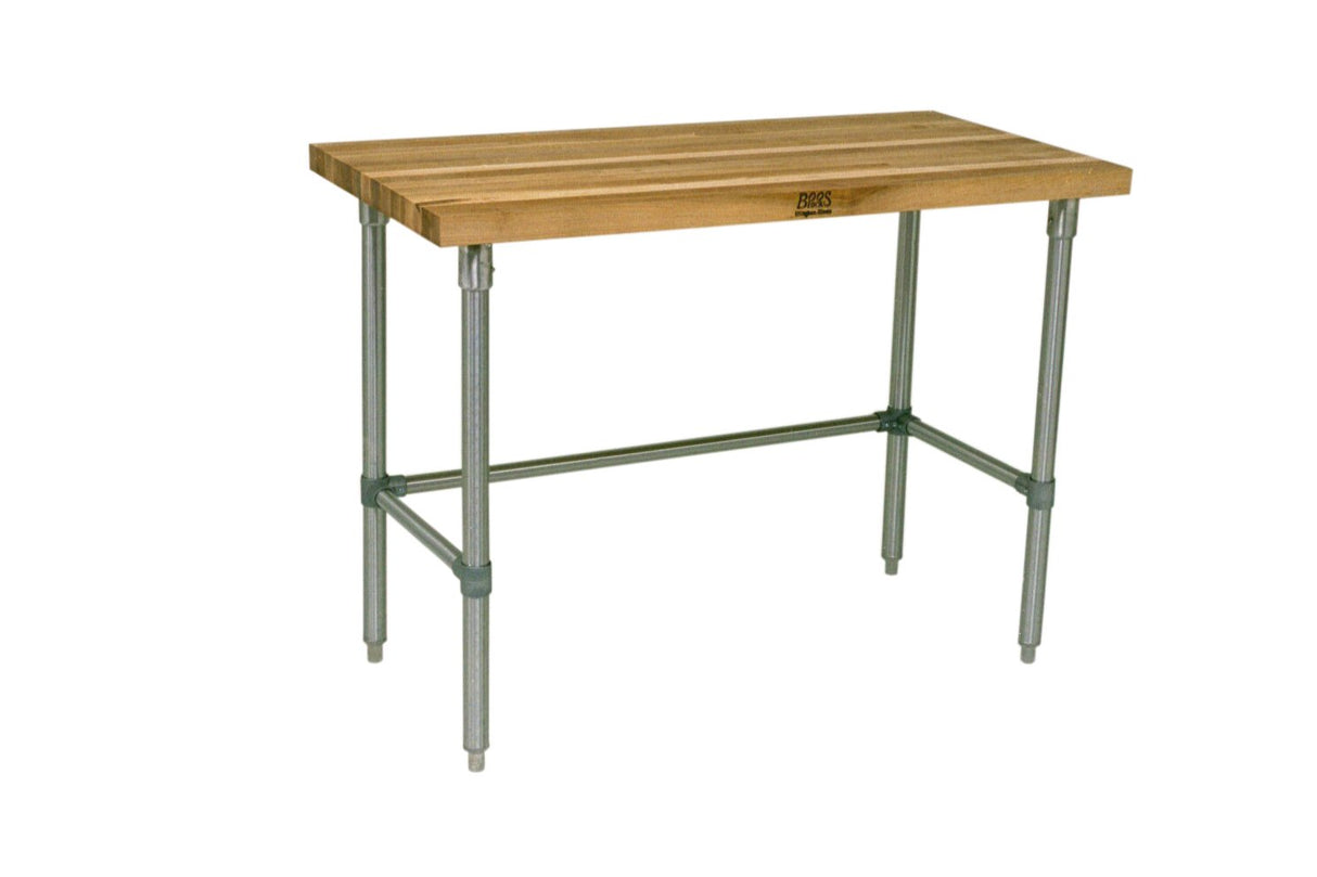 John Boos JNB03 Thick Maple Top Work Table on Adjustable Galvanized Base, 60 x 24 Inch