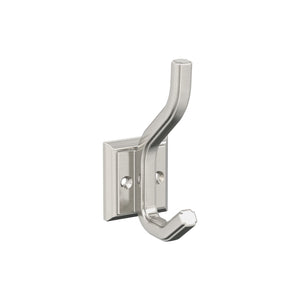 Amerock H37005G10 Aliso Double Prong Decorative Wall Hook Satin Nickel Hook for Coats, Hats, Backpacks, Bags Hooks for Bathroom, Bedroom, Closet, Entryway, Laundry Room, Office