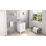 Jeffrey Alexander VKITCAD24WHWCR 24" White Cade Vanity, White Carrara Marble Vanity Top, undermount rectangle bowl