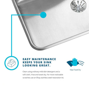 Elkay Lustertone LR15223 Single Bowl Top Mount Stainless Steel Sink