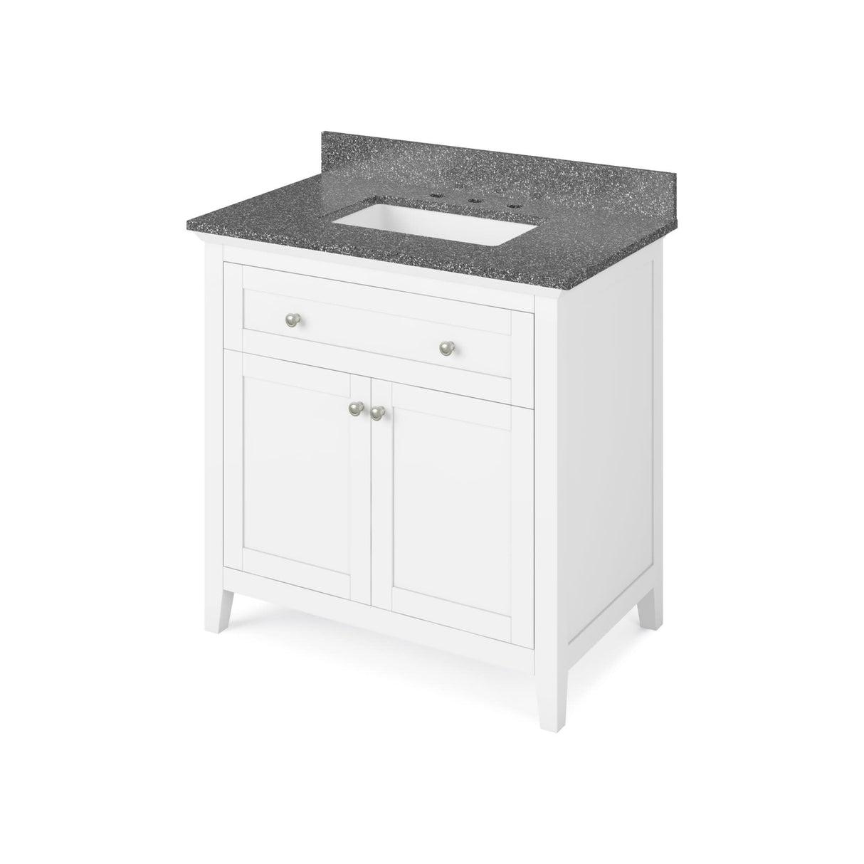 Jeffrey Alexander VKITCHA36WHBOR 36" White Chatham Vanity, Boulder Cultured Marble Vanity Top, undermount rectangle bowl