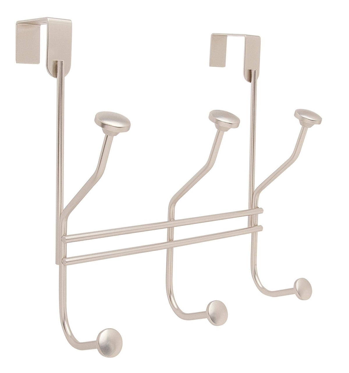 Amerock Over-The-Door Hook Rack 3 Double Prong Hooks Silver 9-3/4 inch (248 mm) Length