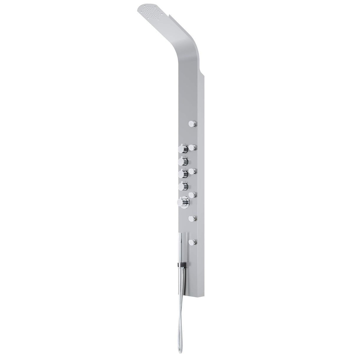 VIGO VG08005 Brielle 2.75" -6.38" W -70.5" H Shower Massage Panel 6 -Jet High Pressure Shower System with Thermostatic, Volume, Dual Function Control Type, Brass Hardware in Stainless Steel Finish