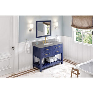 Jeffrey Alexander VKITWAV48BLSGR 48" Hale Blue Wavecrest Vanity, Steel Grey Cultured Marble Vanity Top, undermount rectangle bowl