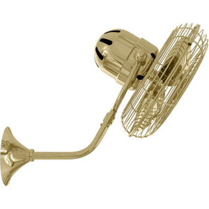 Matthews Fan MP-PB-MTL Michelle Parede vintage style wall fan in polished brass finish.