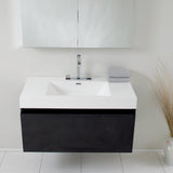 Fresca FVN8010BW Fresca Mezzo 39" Black Modern Bathroom Vanity w/ Medicine Cabinet