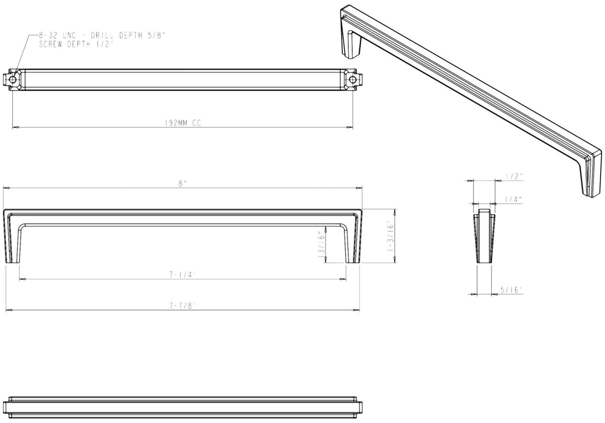Jeffrey Alexander 259-192PC 192 mm Center-to-Center Polished Chrome Lexa Cabinet Pull