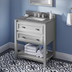 Jeffrey Alexander VKITADL30GRSGR 30" Grey Adler Vanity, Steel Grey Cultured Marble Vanity Top, undermount rectangle bowl