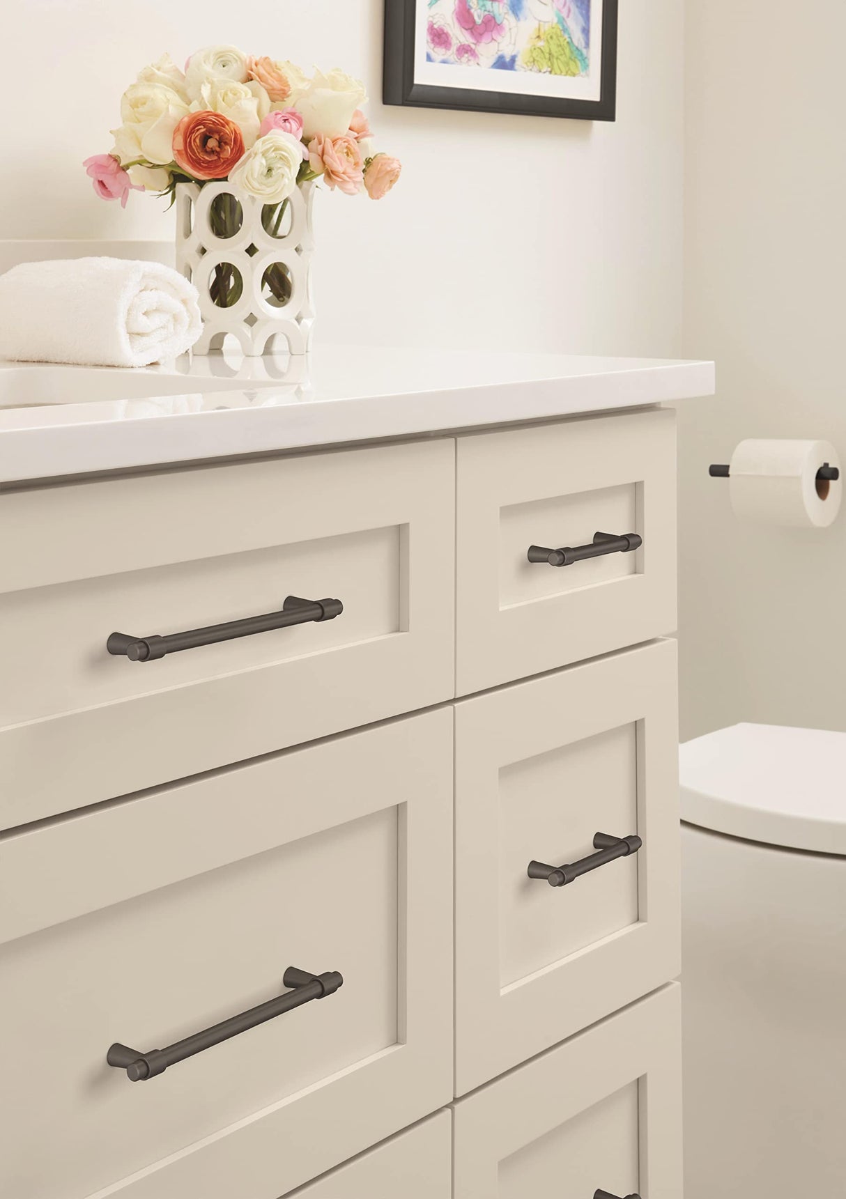 Amerock Cabinet Pull Matte Black 3-3/4 inch (96 mm) Center-to-Center Destine 1 Pack Drawer Pull Cabinet Handle Cabinet Hardware