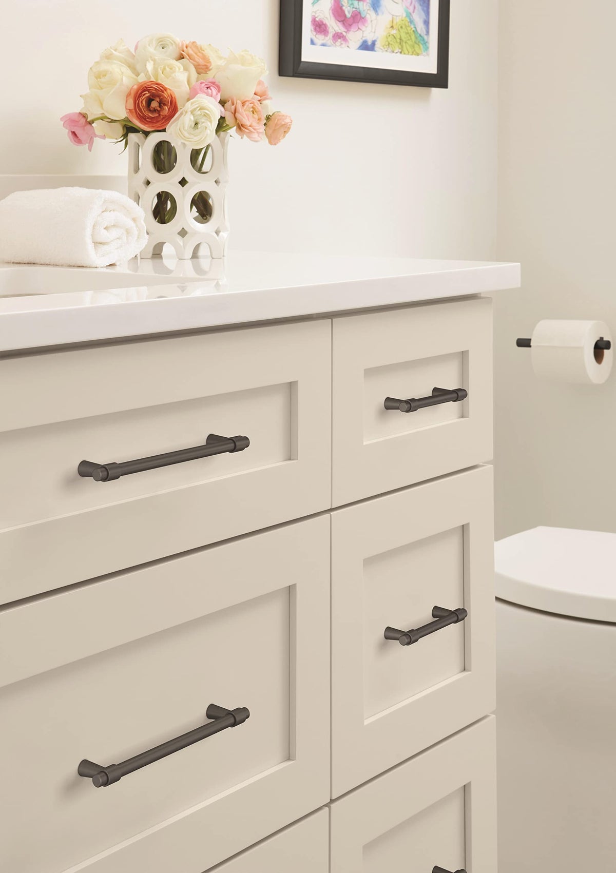 Amerock Cabinet Pull Matte Black 6-5/16 inch (160 mm) Center-to-Center Destine 1 Pack Drawer Pull Cabinet Handle Cabinet Hardware