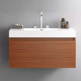 Fresca FCB8010GO-I Fresca Mezzo 39" Gray Oak Modern Bathroom Cabinet w/ Integrated Sink