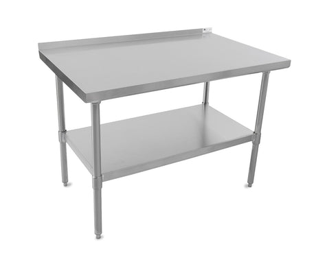 John Boos UFBLS2424 E Series Stainless Steel 430 Budget Work Table, Adjustable Undershelf, 1.5" Turn Up Rear Riser Top, Legs, 24" Length x Width