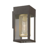 Livex Lighting 20761-07 Franklin - 1 Light Outdoor Wall Lantern in Nautical Style-12 Inches Tall and 6 Inches Wide, Finish Color: Bronze/Soft Gold/Brushed Nickel Stainless Steel