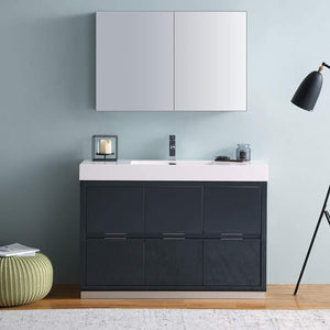 Fresca FVN8448WH Fresca Valencia 48" Glossy White Free Standing Modern Bathroom Vanity w/ Medicine Cabinet