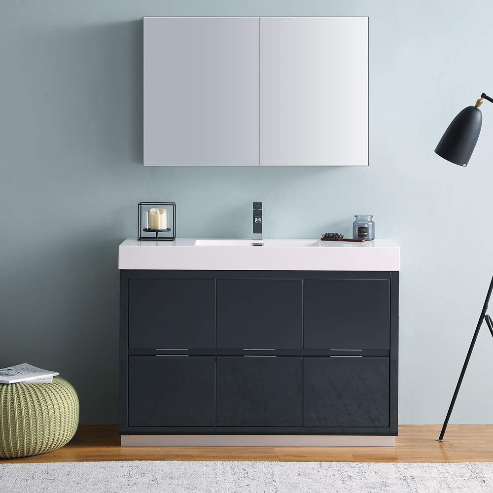 Fresca FVN8448GG Fresca Valencia 48" Dark Slate Gray Free Standing Modern Bathroom Vanity w/ Medicine Cabinet