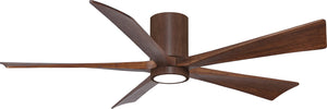 Matthews Fan IR5HLK-WN-WA-60 IR5HLK five-blade flush mount paddle fan in Walnut finish with 60” solid walnut tone blades and integrated LED light kit.