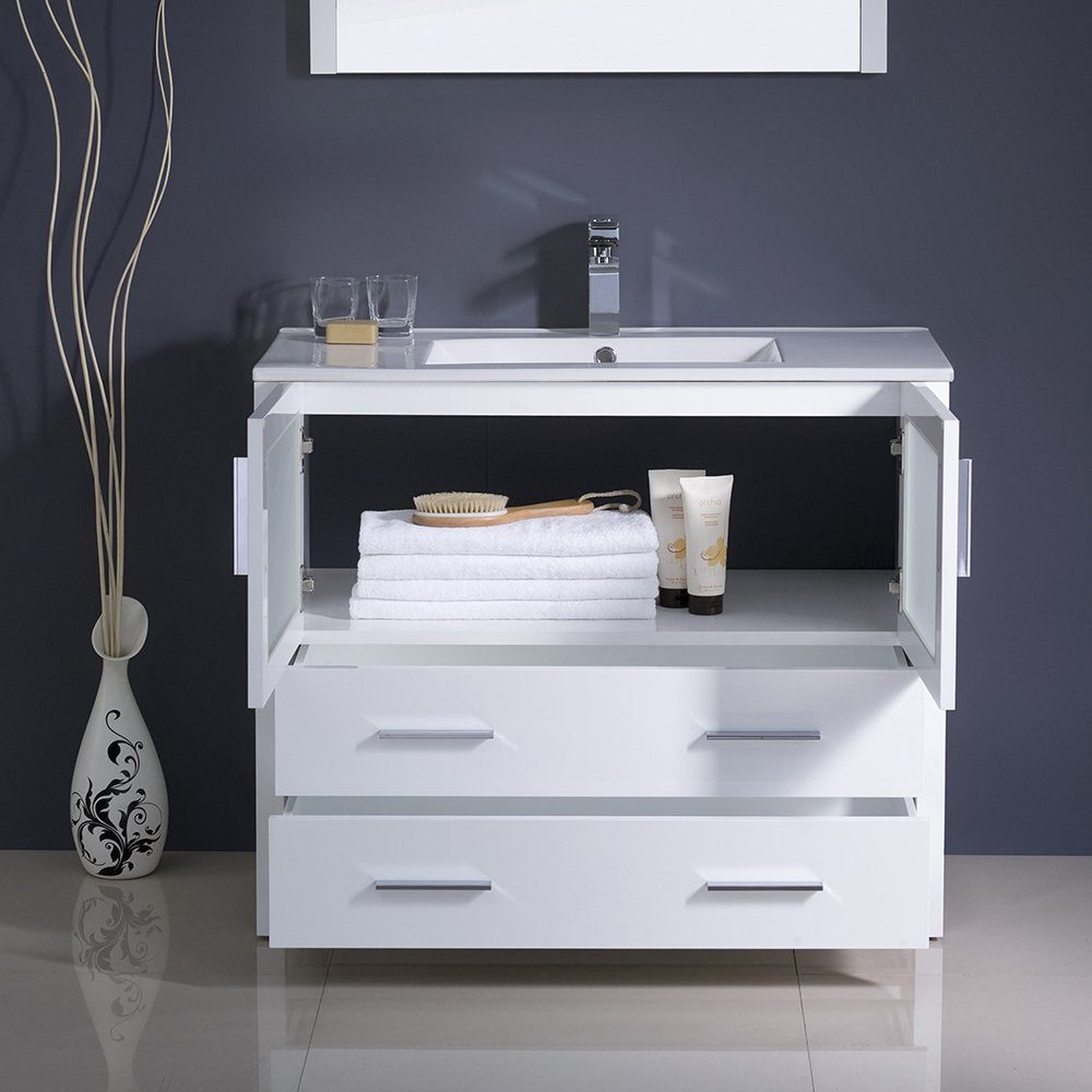 Fresca FVN6236WH-UNS Fresca Torino 36" White Modern Bathroom Vanity w/ Integrated Sink