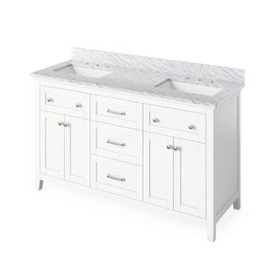 Jeffrey Alexander VKITCHA60GRSGR 60" Grey Chatham Vanity, double bowl, Steel Grey Cultured Marble Vanity Top, two undermount rectangle bowls