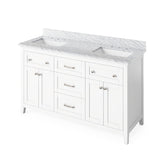 Jeffrey Alexander VKITCHA60CHSGR 60" Chocolate Chatham Vanity, double bowl, Steel Grey Cultured Marble Vanity Top, two undermount rectangle bowls