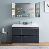 Fresca FVN8448GG-D Fresca Valencia 48" Dark Slate Gray Free Standing Double Sink Modern Bathroom Vanity w/ Medicine Cabinet