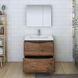 Fresca FVN9132RW Fresca Tuscany 32" Rosewood Free Standing Modern Bathroom Vanity w/ Medicine Cabinet