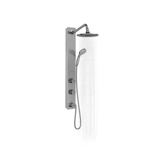 PULSE ShowerSpas 1021-SSB Aloha Shower System with 8" Rain Showerhead, 2 Pulsating Body Spray Jets and Hand Shower, Brushed Stainless Steel with Chrome Fixtures