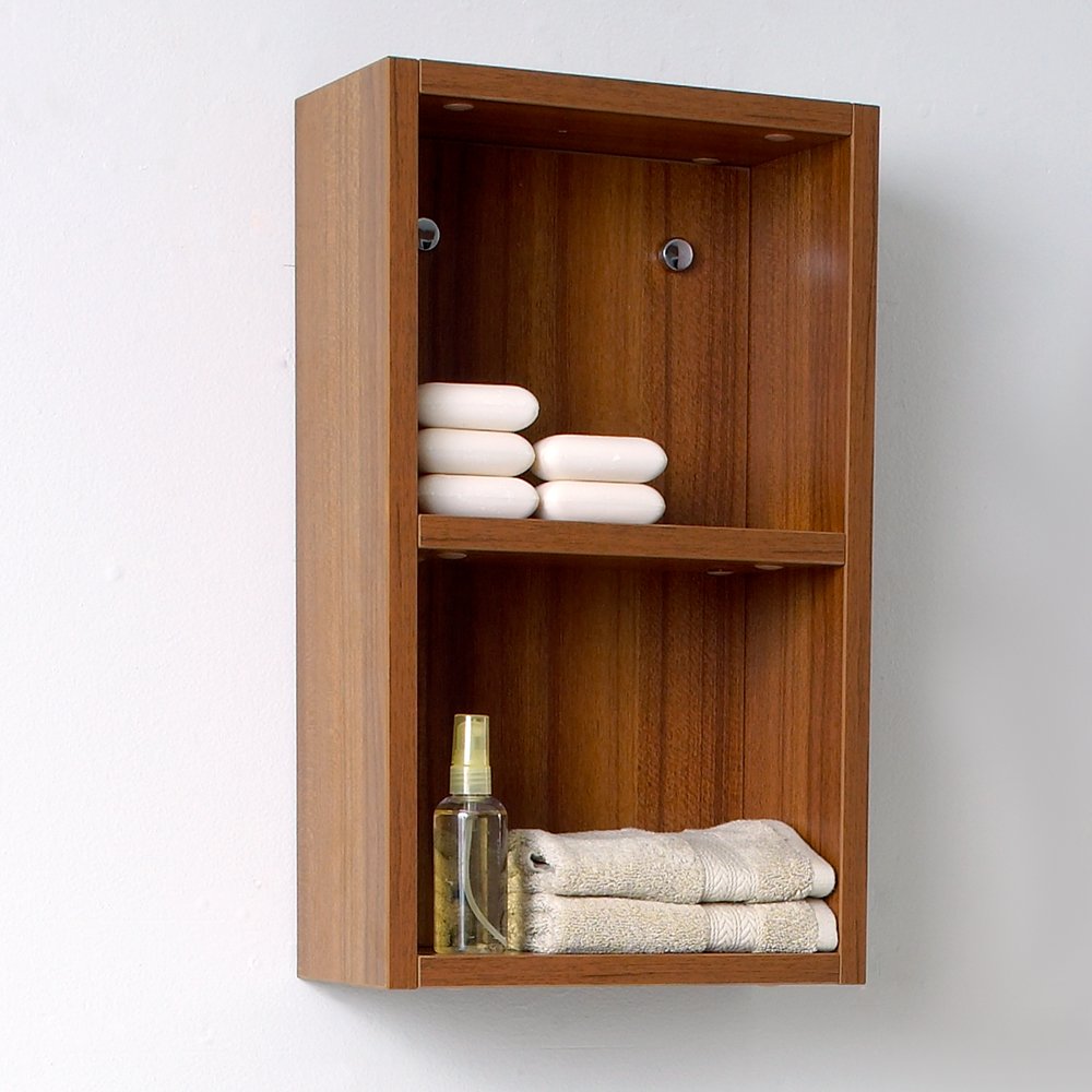 Fresca FST8092TK Fresca Teak Bathroom Linen Side Cabinet w/ 2 Open Storage Areas