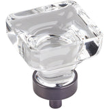 Jeffrey Alexander G140L-DBAC 1-3/8" Overall Length Brushed Oil Rubbed Bronze Square Glass Harlow Cabinet Knob