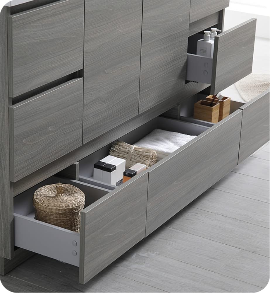 Fresca FCB9360MGO-S Fresca Lazzaro 60" Gray Wood Free Standing Single Sink Modern Bathroom Cabinet