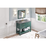 Jeffrey Alexander VKITWAV48GNBOR 48" Forest Green Wavecrest Vanity, Boulder Cultured Marble Vanity Top, undermount rectangle bowl