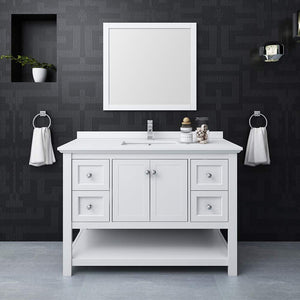 Fresca FVN2348WH Fresca Manchester 48" White Traditional Bathroom Vanity w/ Mirror
