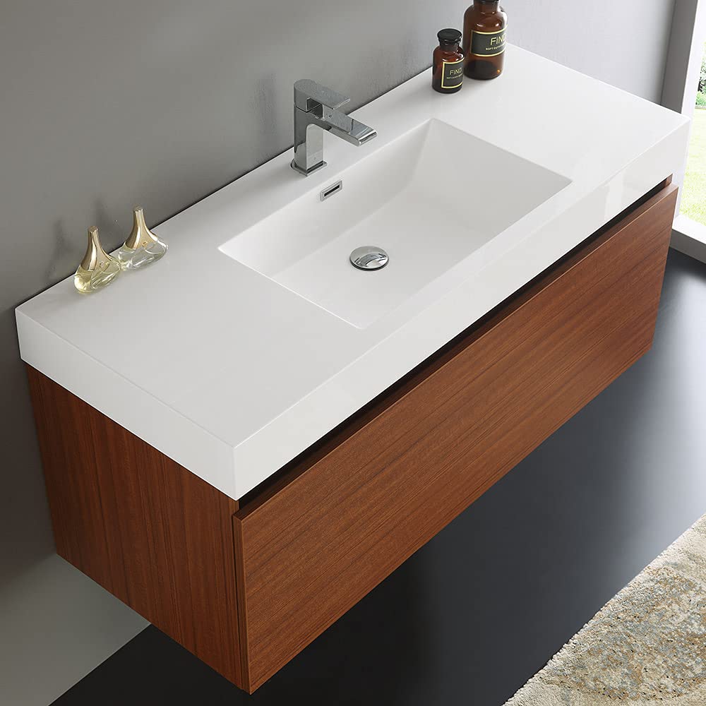 Fresca FCB8011GO-I Fresca Mezzo 48" Gray Oak Wall Hung Modern Bathroom Cabinet w/ Integrated Sink