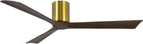 Matthews Fan IR3H-BRBR-WA-60 Irene-3H three-blade flush mount paddle fan in Brushed Brass finish with 60” solid walnut tone blades. 