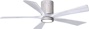Matthews Fan IR5HLK-BW-MWH-52 IR5HLK five-blade flush mount paddle fan in Barn Wood finish with 52” solid matte white wood blades and integrated LED light kit.