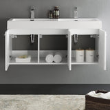 Fresca FCB8092GO-D-I Fresca Vista 48" Gray Oak Wall Hung Double Sink Modern Bathroom Cabinet w/ Integrated Sink