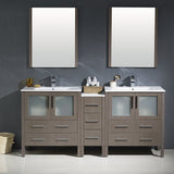 Fresca FVN62-301230GO-UNS Fresca Torino 72" Gray Oak Modern Double Sink Bathroom Vanity w/ Side Cabinet & Integrated Sinks