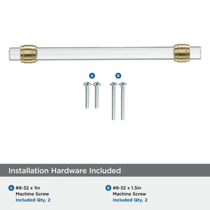 Amerock Cabinet Pull Clear/Champagne Bronze 6-5/16 inch (160 mm) Center to Center Glacio 1 Pack Drawer Pull Drawer Handle Cabinet Hardware