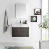 Fresca FVN8089GO Fresca Vista 30" Gray Oak Wall Hung Modern Bathroom Vanity w/ Medicine Cabinet