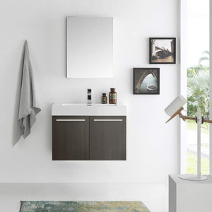 Fresca FVN8089BW Fresca Vista 30" Black Wall Hung Modern Bathroom Vanity w/ Medicine Cabinet