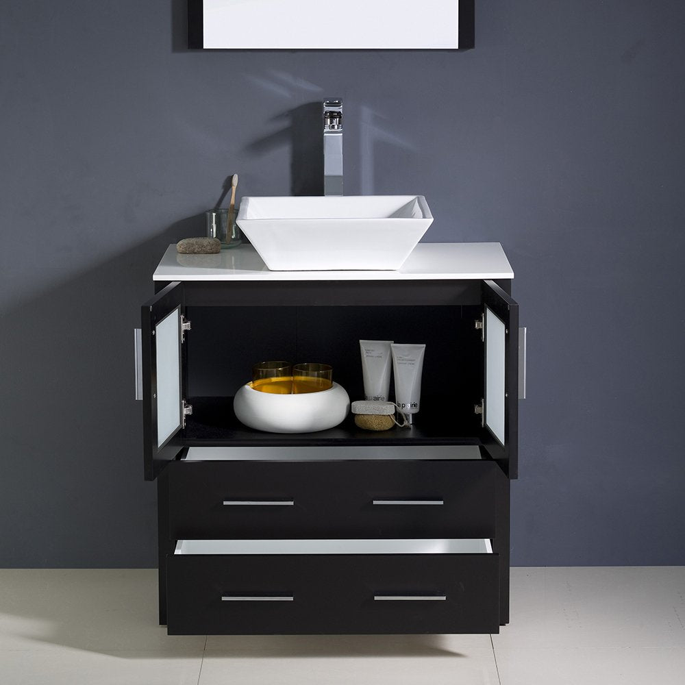 Fresca FVN6230ES-VSL Fresca Torino 30" Espresso Modern Bathroom Vanity w/ Vessel Sink