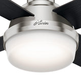 Hunter Fan Dempsey Low Profile Ceiling Fans with Lights and Remote, Flush Mount Ceiling Fan with Lights, Metal, Brushed Nickel Finish, 44 Inch LED