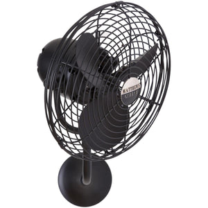 Matthews Fan MP-BK-MTL Michelle Parede vintage style wall fan in matte black finish.