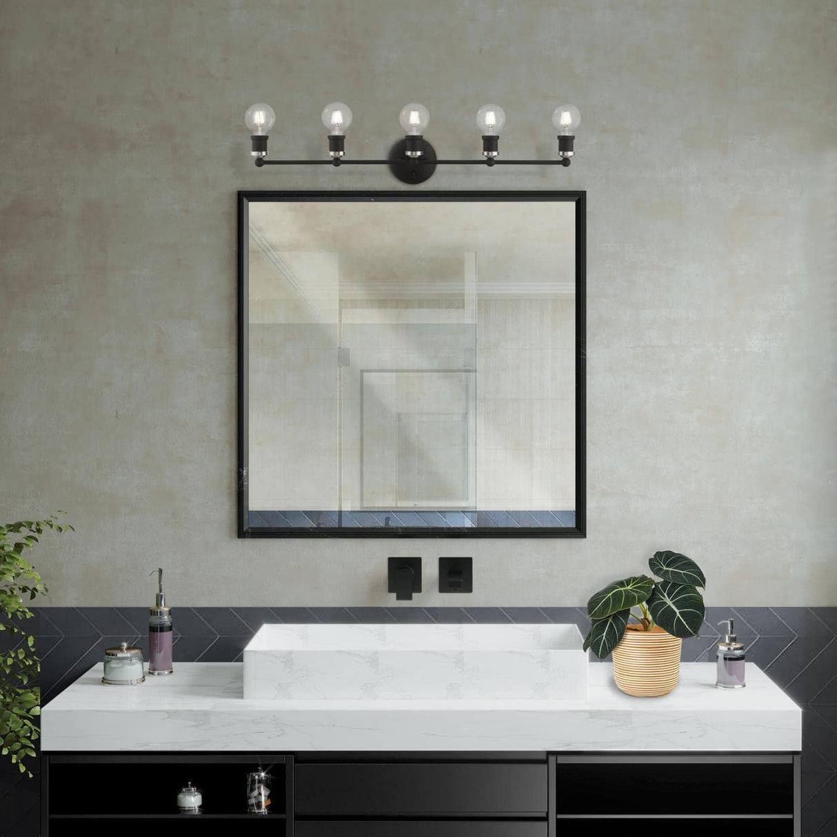 Livex Lighting 14425-04 Lansdale Bathroom Vanity Light Black with Brushed Nickel Accents