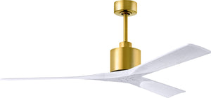 Matthews Fan NK-BRBR-MWH-60 Nan 6-speed ceiling fan in Brushed Brass finish with 60” solid matte white wood blades