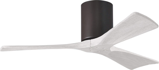 Matthews Fan IR3H-TB-MWH-42 Irene-3H three-blade flush mount paddle fan in Textured Bronze finish with 42” solid matte white wood blades. 