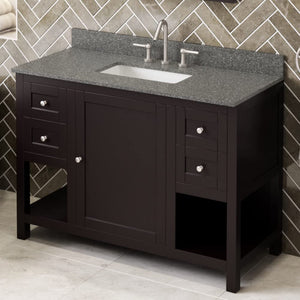 Jeffrey Alexander VKITAST48ESBOR 48" Espresso Astoria Vanity, Boulder Cultured Marble Vanity Top, undermount rectangle bowl