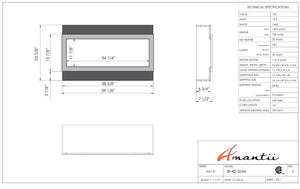 Amantii BI-40-SLIM-OD Panorama Slim Full View Smart Electric - 40" Indoor /Outdoor WiFi Enabled Fireplace, featuring a MultiFunction Remote, Multi Speed Flame Motor, Glass Media & a Black Trim