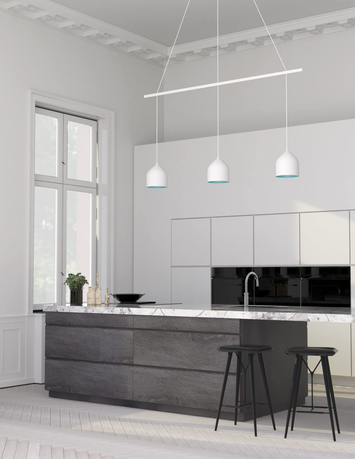 Kuzco CNL3AC-BK 3 Head LINEAR-PENDANT CANOPY SSL/SVT Black